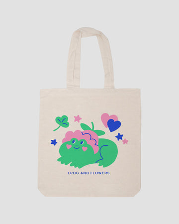 FROG AND FLOWERS TOTE