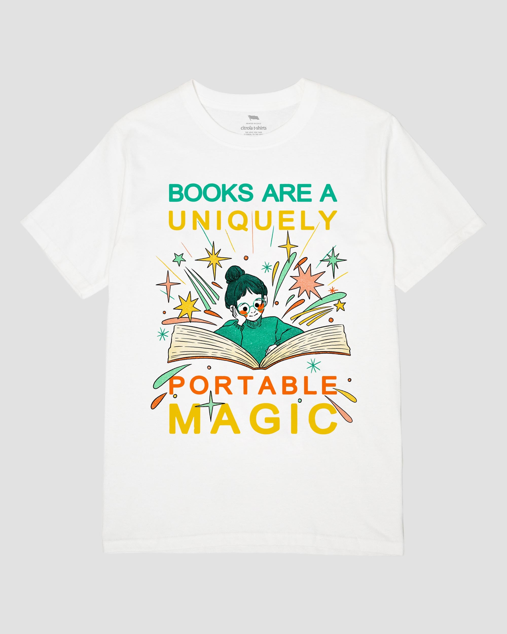 BOOKS ARE A UNIQUELY PORTABLE MAGIC UNISEX TEE